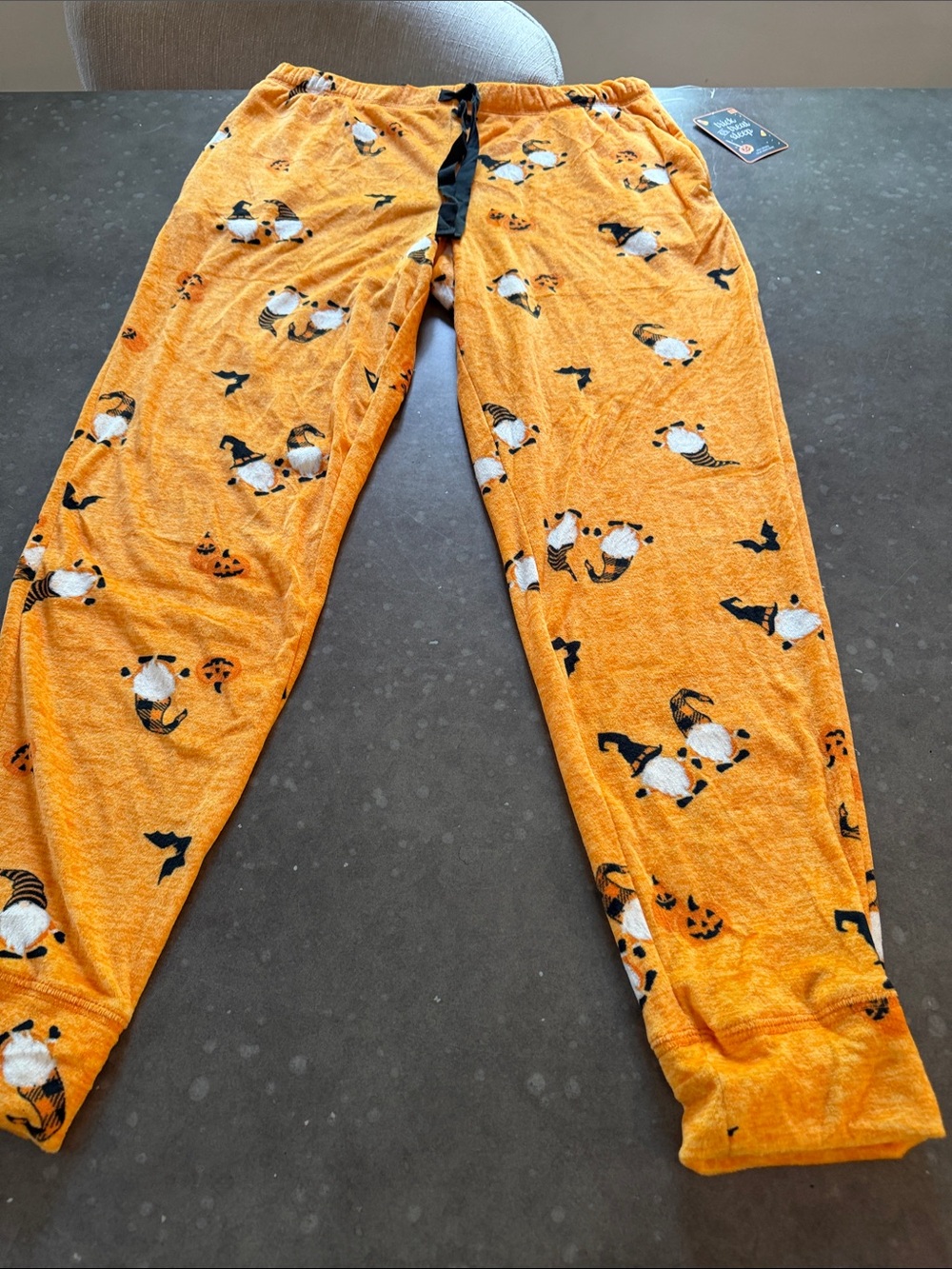 Women's Orange Halloween Gnome Print Pajama Pants